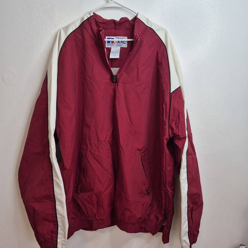 Russell Athletic Water Resistant 1/4 Zip Jacket With Pockets Men’s 2XL Red